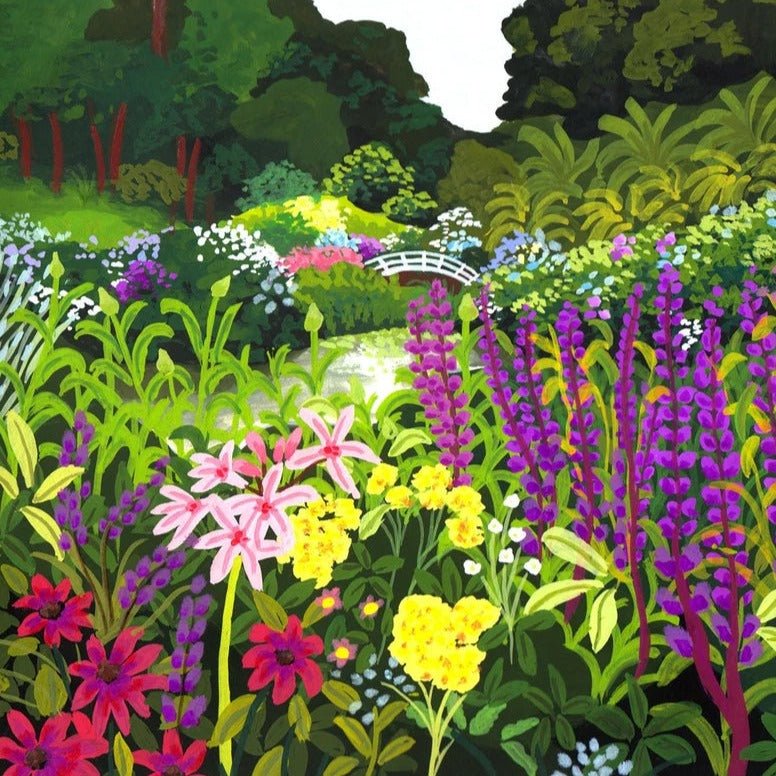 Illustrated Trebah Garden Greetings Card - Trebah Garden - Uneeka
